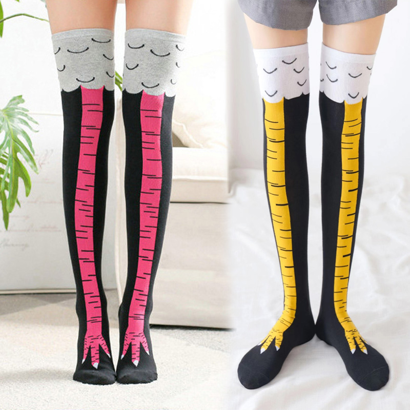 Funny Chicken Leg Socks - 1Pairs Women Print Knee High Socks