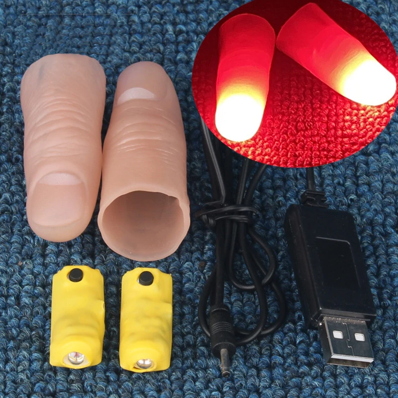 Thumb Tip Magic Trick Set - Professional Light-Pair Set (Red/Four Colors) Magic