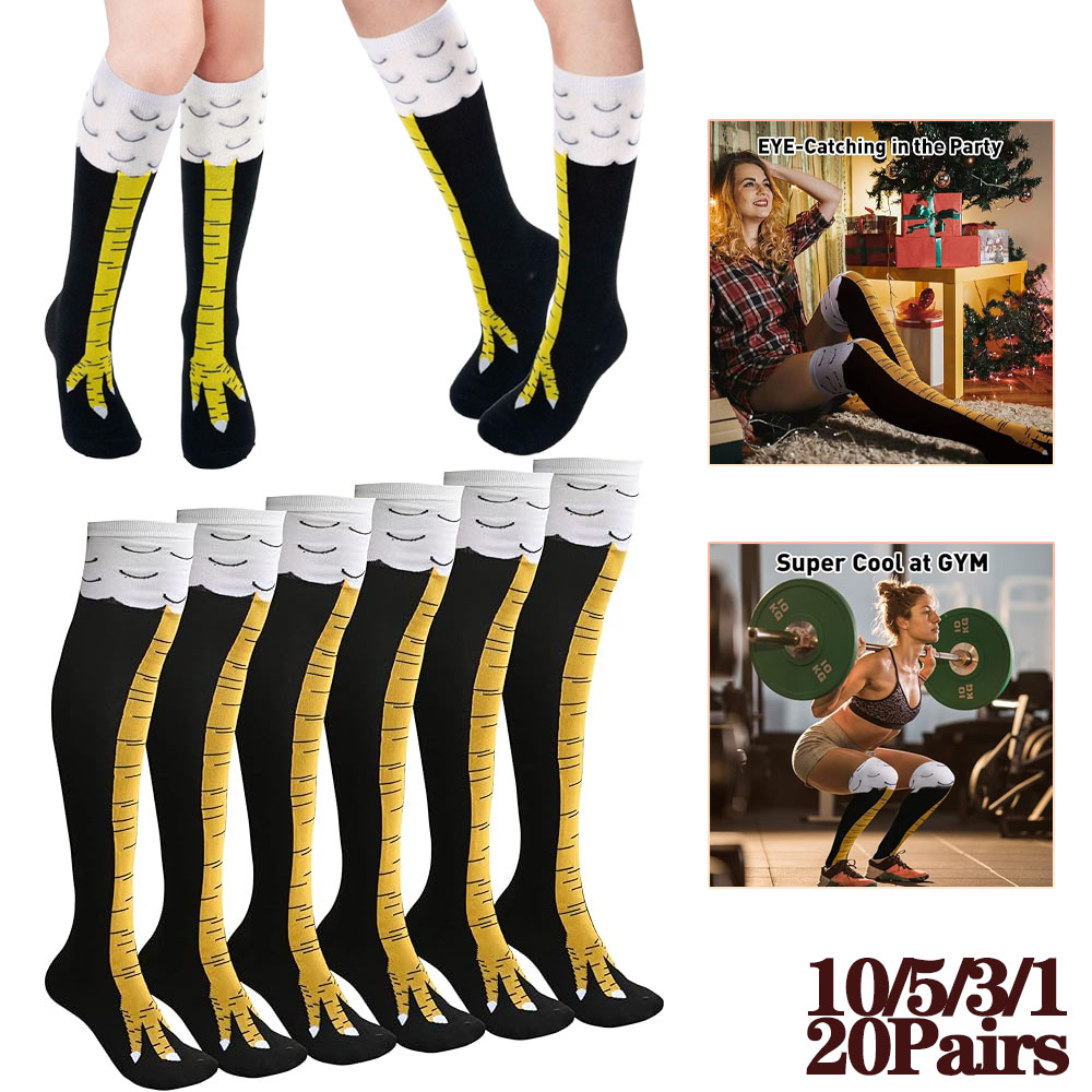 Funny Chicken Leg Socks - 1-20Pairs Funny 3D Chicken Claw Knee