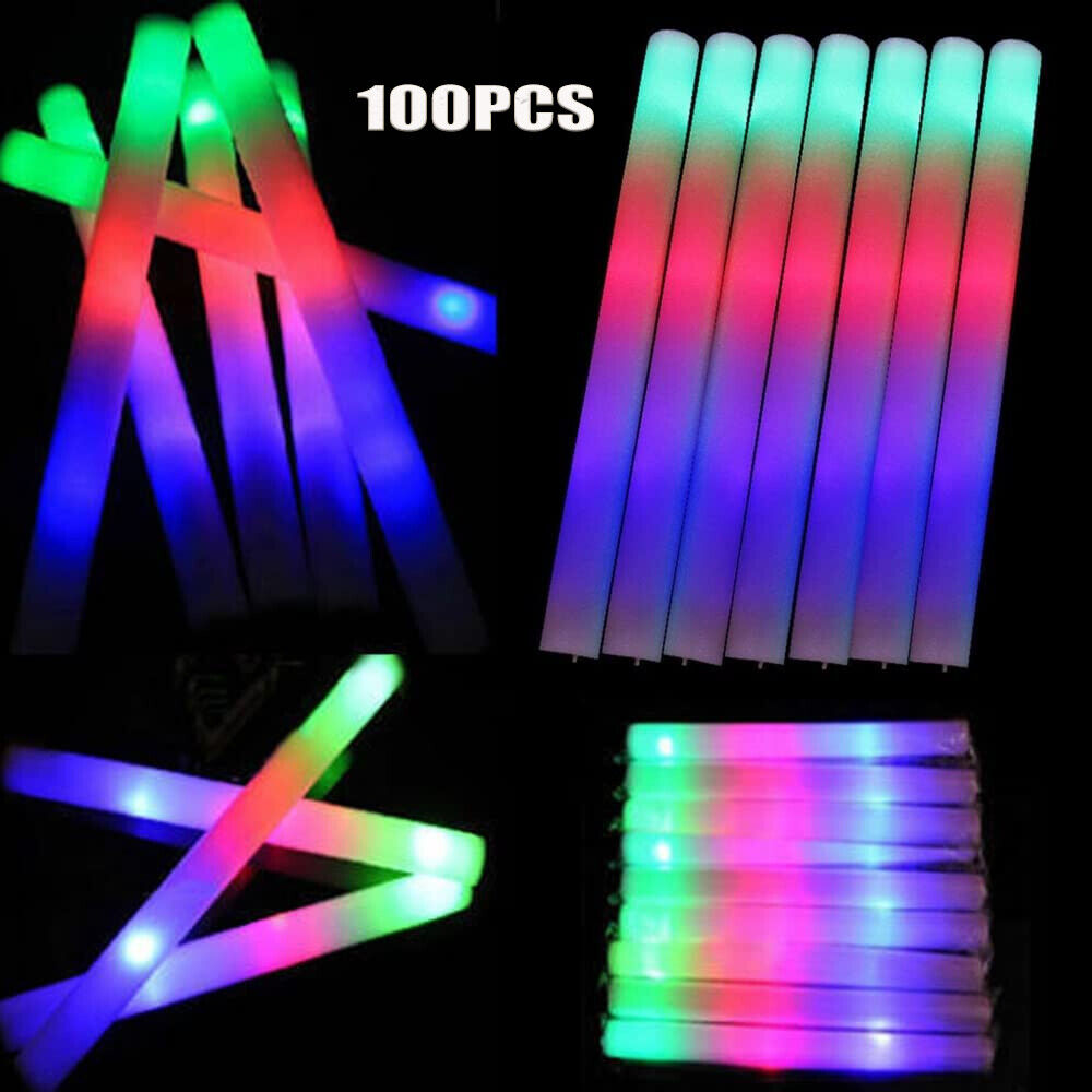 Flashing Led Foam Sticks Party - Glow Sticks Bulk 100Pack LED Light