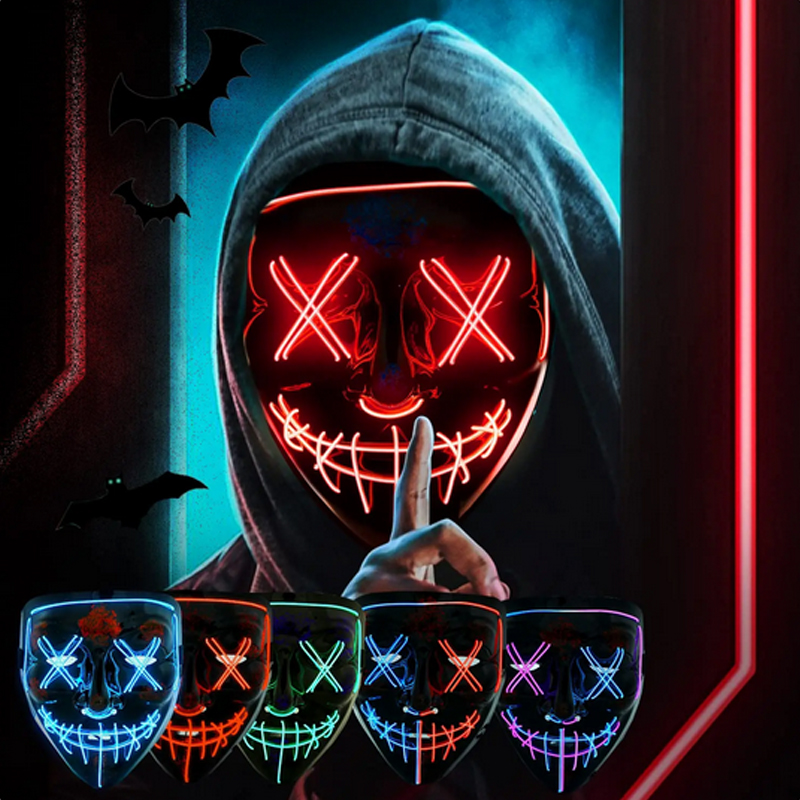 Led Purge Mask Halloween - Halloween Scary Vendetta Mask Glowing Anonymous