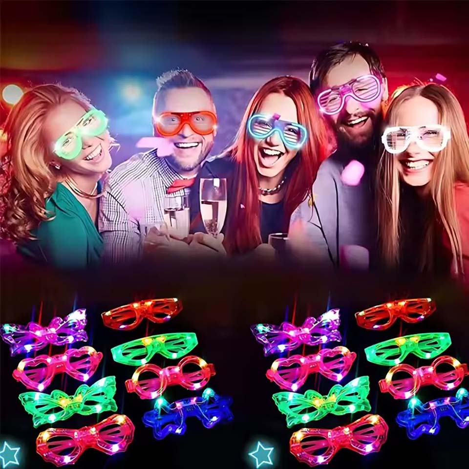 Glow In The Dark Party Glasses - 10/20/30/40/50 Pcs LED Light Up Glasses