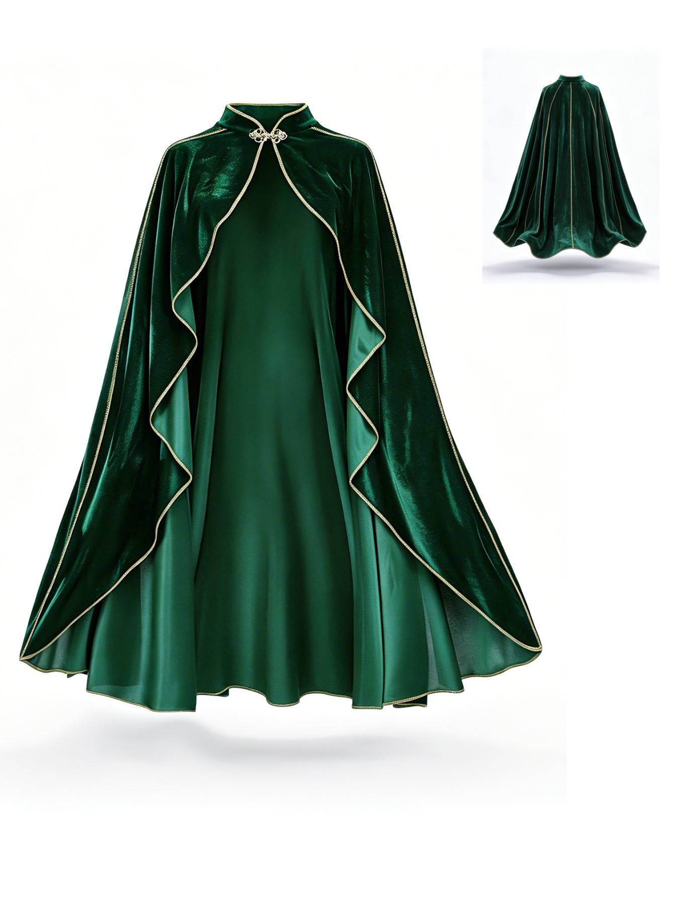 Medieval Renaissance Dress Women - Women Vintage Green Velvet Cape Cloak