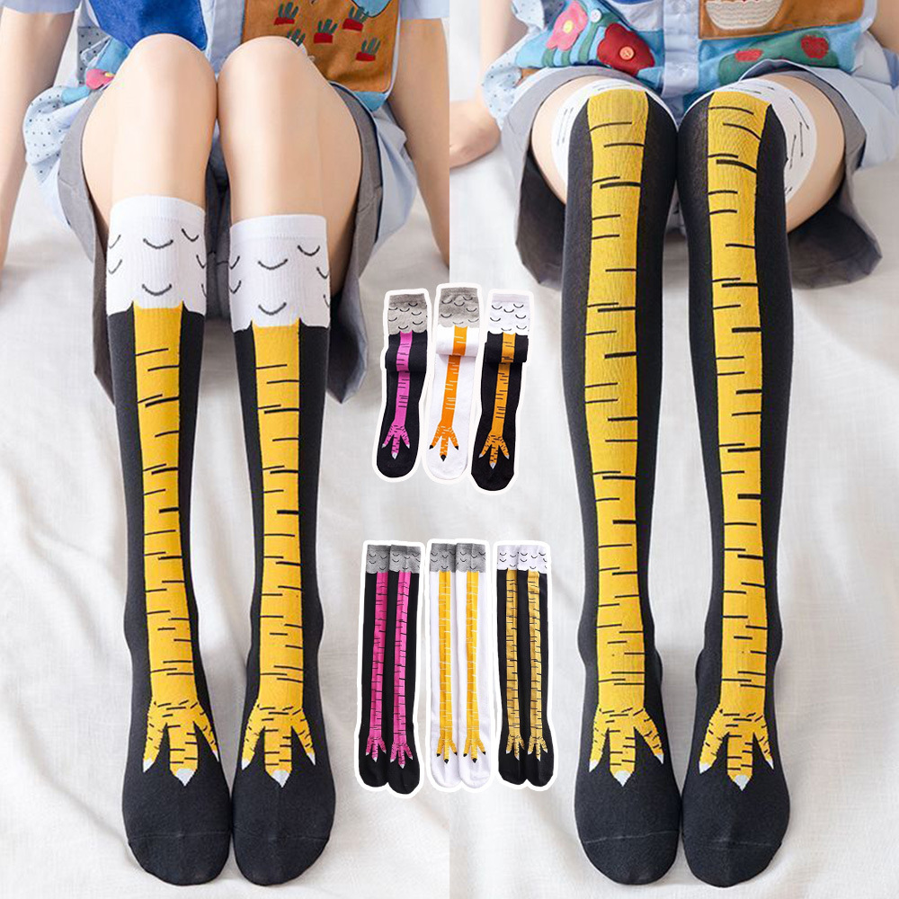 Funny Chicken Leg Socks - 1-4 Pairs Women Knee High Socks