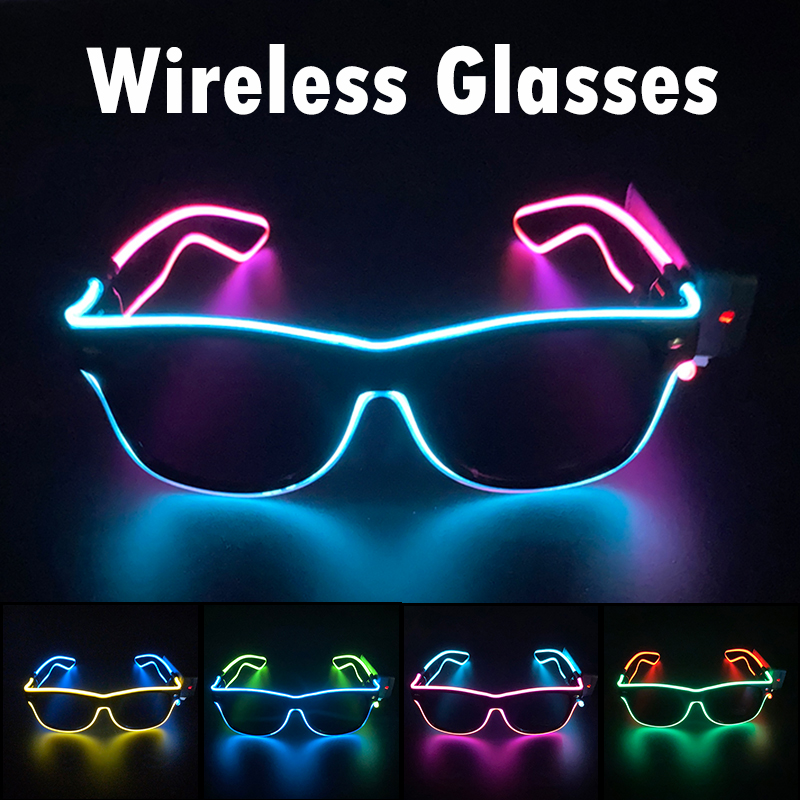 Glow In The Dark Party Glasses - Wireless Cool LED Sunglasses for Glow