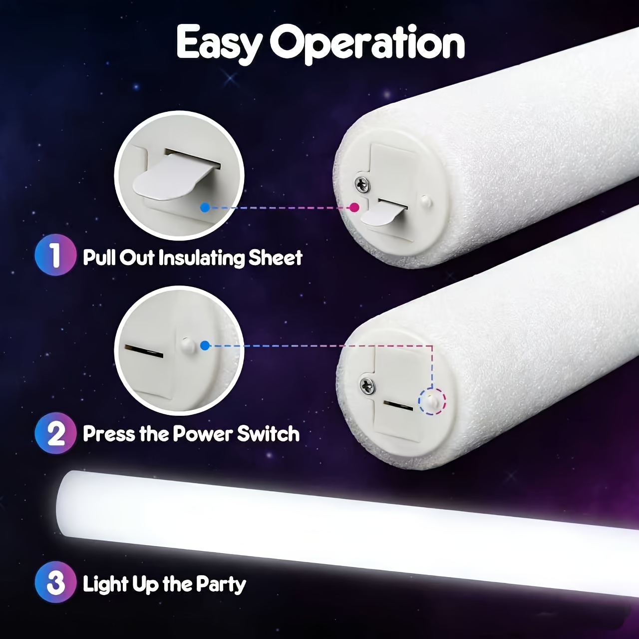 20/30pcs LED White Foam Glow S - огляд і ціна Flashing Led Foam Sticks Party