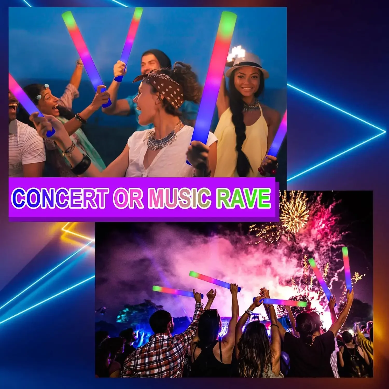 1Z-50PCS Led Foam Glow Sticks  - огляд і ціна Flashing Led Foam Sticks Party
