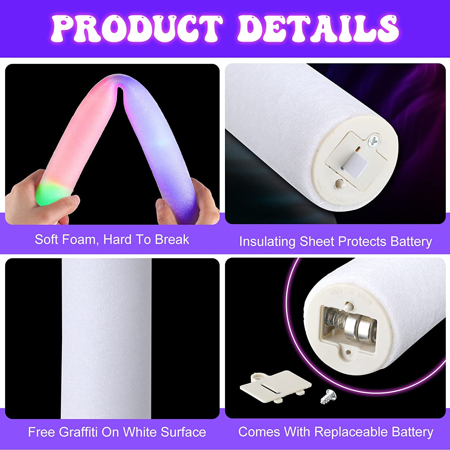 30/60pcs LED Glow Foam Stick F - огляд і ціна Flashing Led Foam Sticks Party