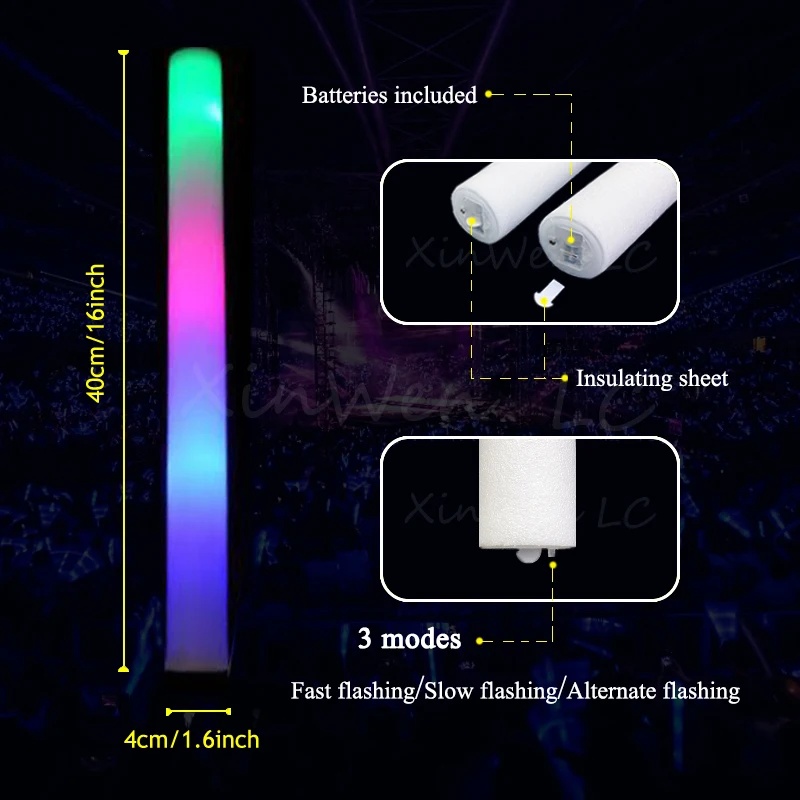 1/15/30Pcs Colourful Flashing  - огляд і ціна Flashing Led Foam Sticks Party