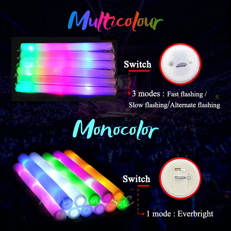 1/15/30Pcs Colourful Flashing  - огляд і ціна Flashing Led Foam Sticks Party