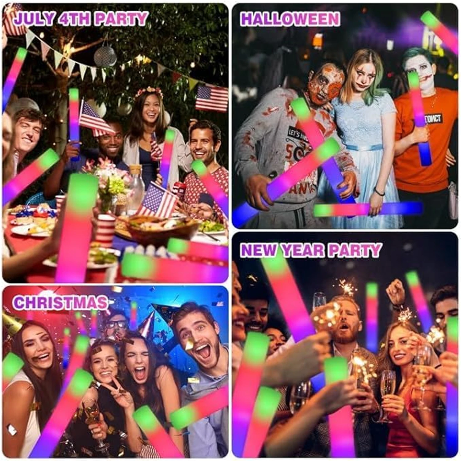 50Pcs LED Foam Glow Sticks 8~1 - огляд і ціна Flashing Led Foam Sticks Party