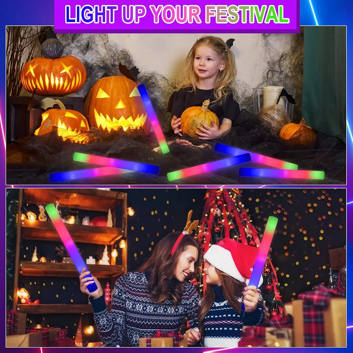 50PCS Led Foam Glow Sticks Chr - огляд і ціна Flashing Led Foam Sticks Party