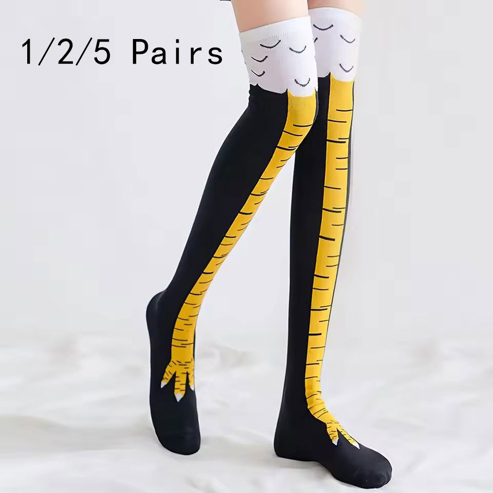 1/2/5/10 Pairs Women Knee High - огляд і ціна Funny Chicken Leg Socks