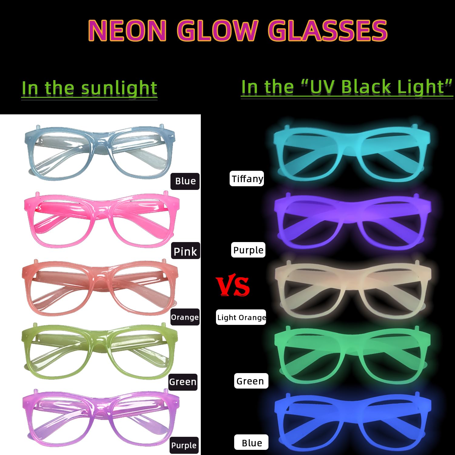 2/12pcs Glow-in-the-Dark Neon  - огляд і ціна Glow In The Dark Party Glasses