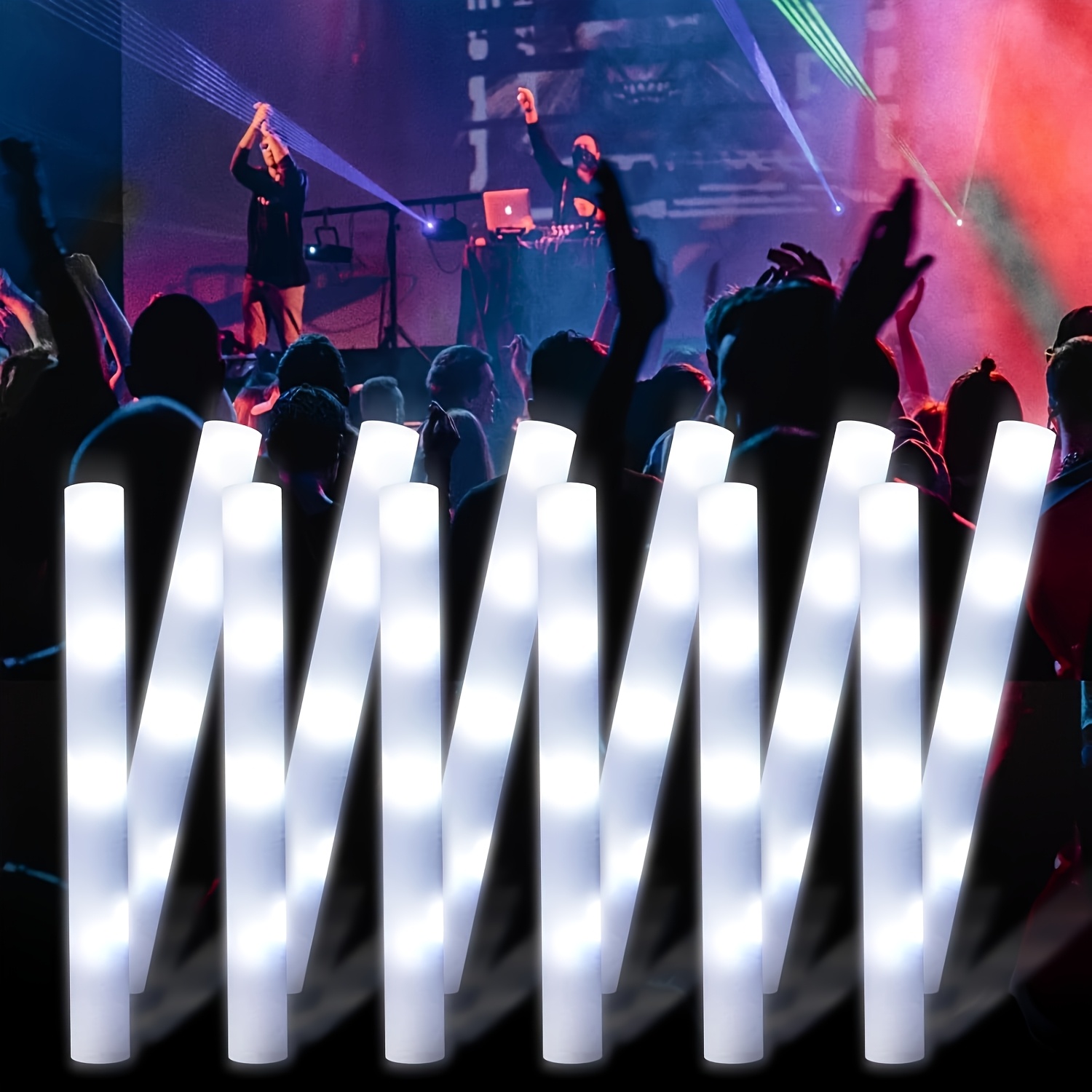 30pcs LED White Foam Glow Stic - огляд і ціна Flashing Led Foam Sticks Party