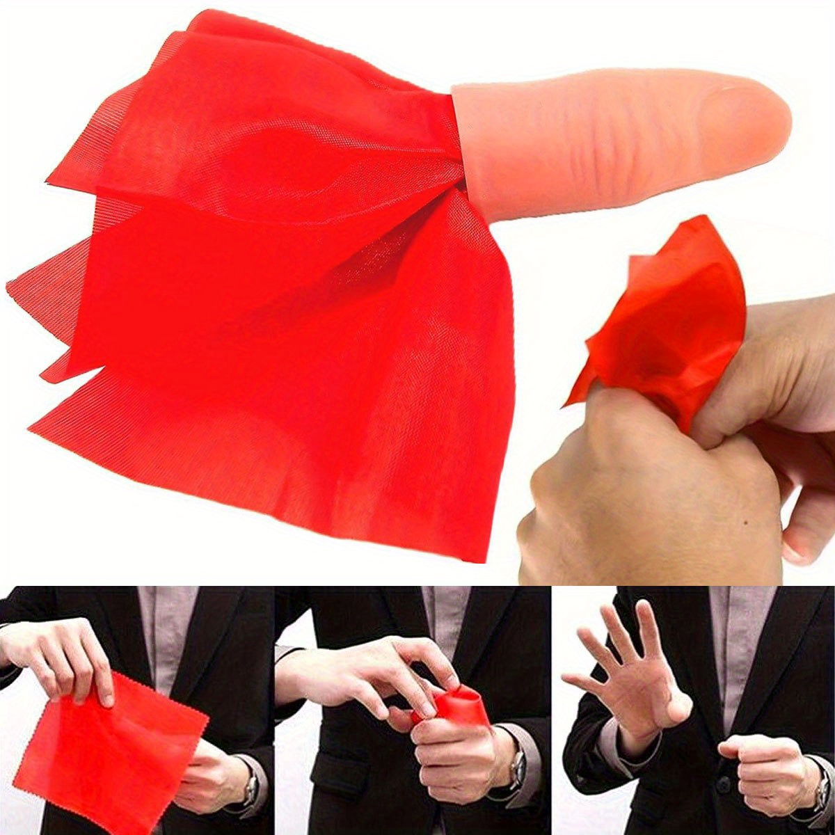 1set Scarf-Vanish Magic Thumb  - огляд і ціна Thumb Tip Magic Trick Set