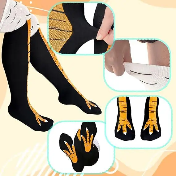 Trendy Women Socks With Knee L - огляд і ціна Funny Chicken Leg Socks